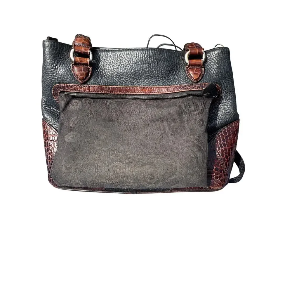 Brighton Classic Brown Croc and Black shoulder bag